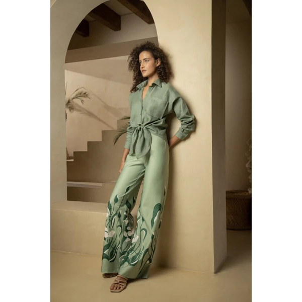 Andres Otalora luxury designer Top with bold silhouette in linen