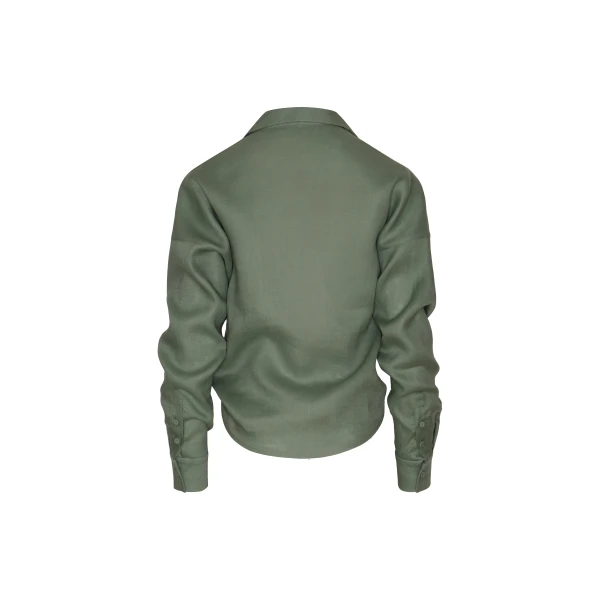 Andres Otalora luxury designer Top with bold silhouette in linen