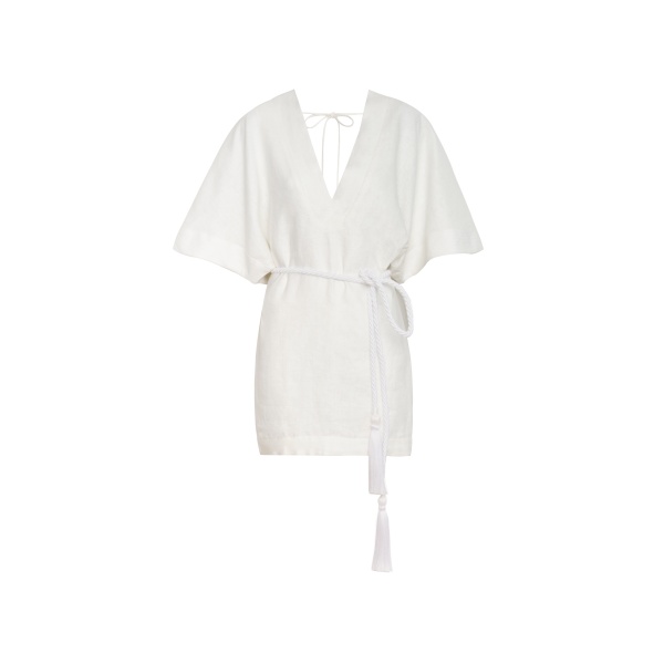 Andres Otalora luxury designer Dress with bold silhouette in linen