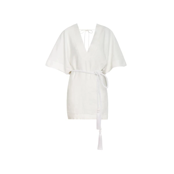 Andres Otalora luxury designer Dress with bold silhouette in linen