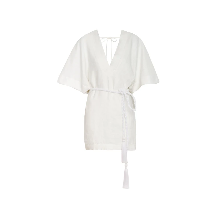 Andres Otalora luxury designer Dress with bold silhouette in linen