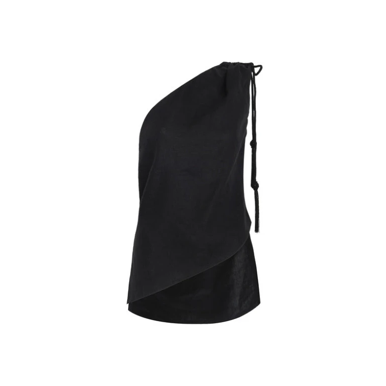 Andres Otalora luxury designer Top with bold silhouette in linen