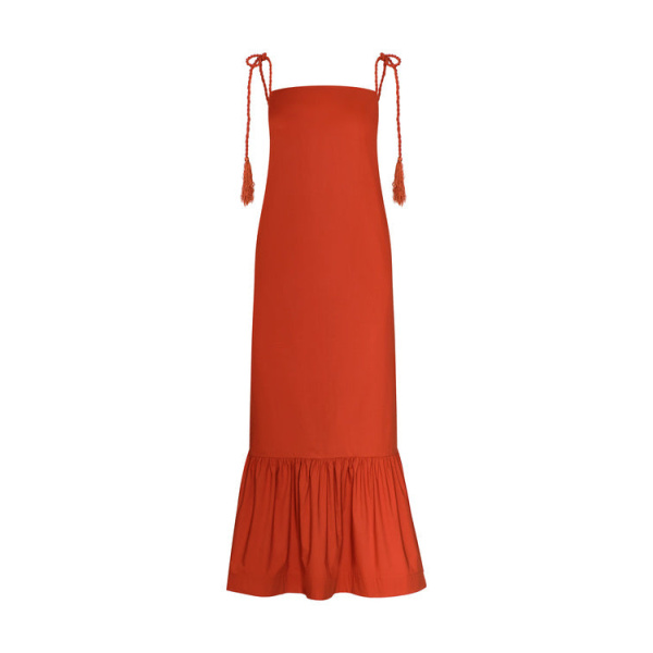 Andres Otalora luxury designer Dress with bold silhouette in linen