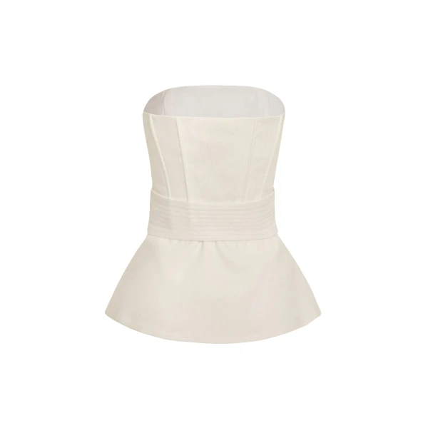Andres Otalora luxury designer Top with bold silhouette in linen