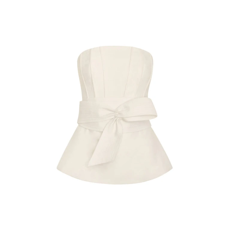 Andres Otalora luxury designer Top with bold silhouette in linen