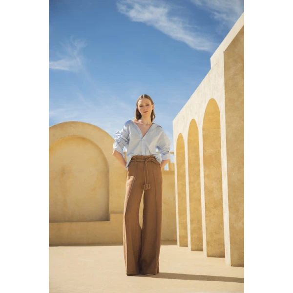 Andres Otalora luxury designer Pant with bold silhouette in linen