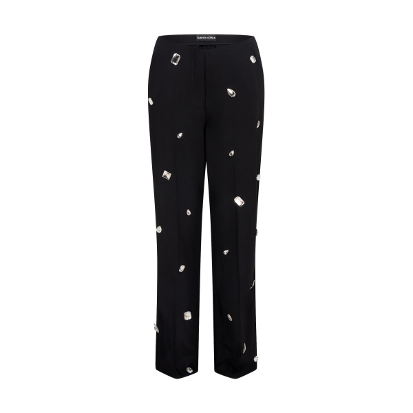 David Koma Allover Crystal Embroidered Tailored Trousers