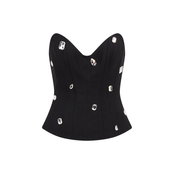 David Koma Crystal Embroidered Corset Top