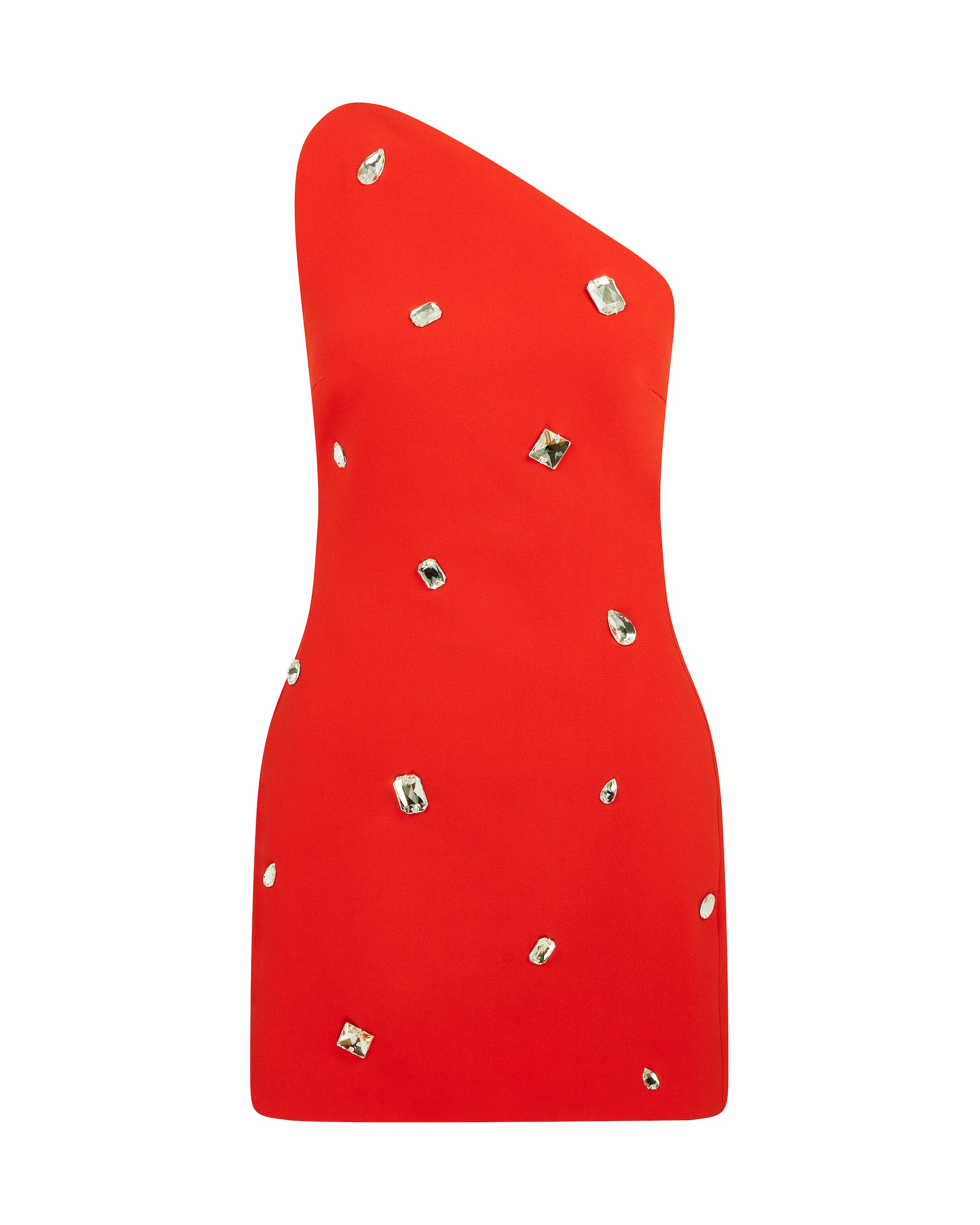 David Koma Crystal Embroidered One Shoulder Mini Dress