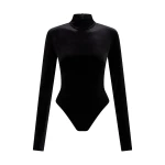 David Koma Long Sleeve Velvet Jersey Bodysuit