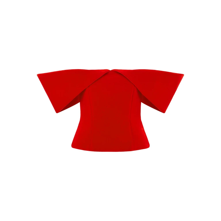 David Koma Off Shoulder Sculptured Corset Top In Red