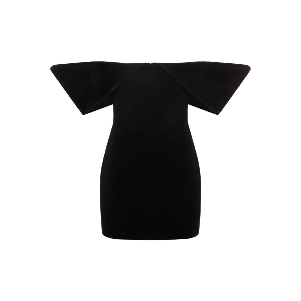 David Koma Off Shoulder Sculptured Mini Dress In Black