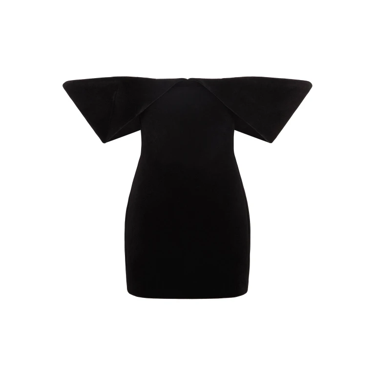 David Koma Off Shoulder Sculptured Mini Dress In Black