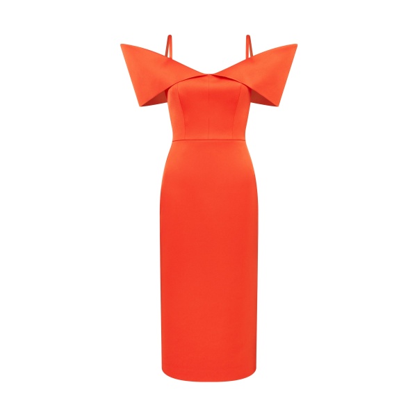 David Koma Structured Open Shoulder Midi Dress
