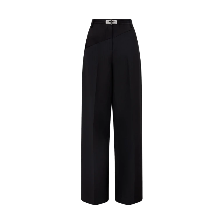 David Koma Tailored Trousers With Crystal Buckle Belt