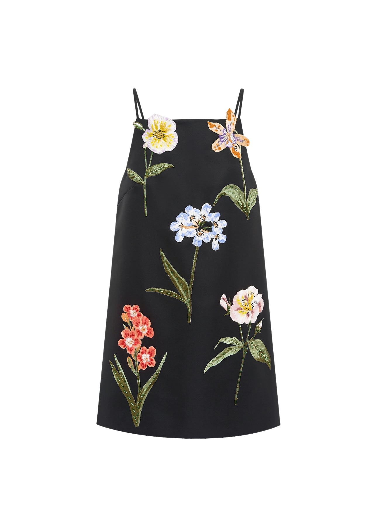 Leo Lin Leia Embroidered Mini Dress – Botanical Print in Ebony