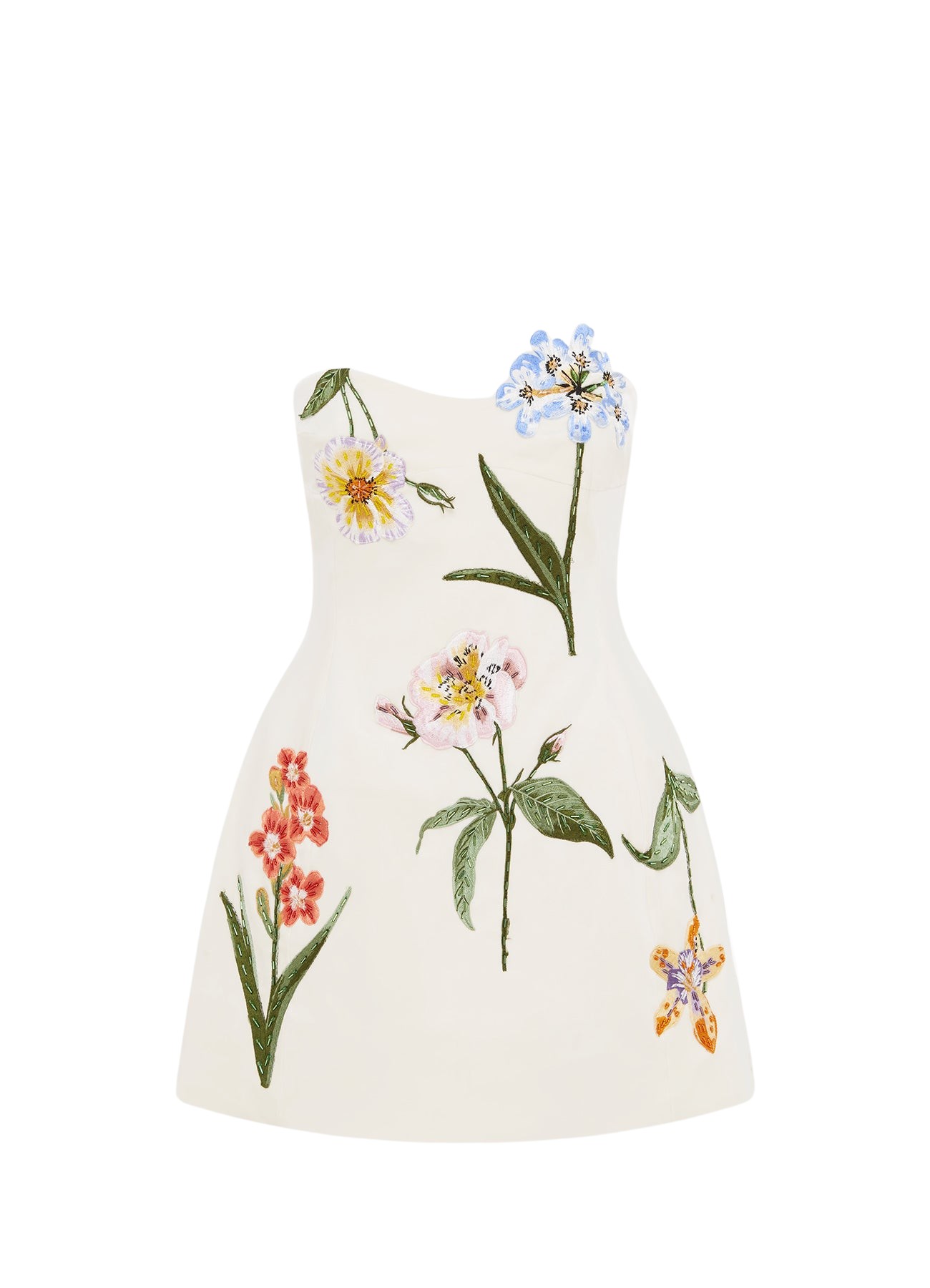 Leo Lin Rosario Velvet Mini Dress – Botanical Print in Snow