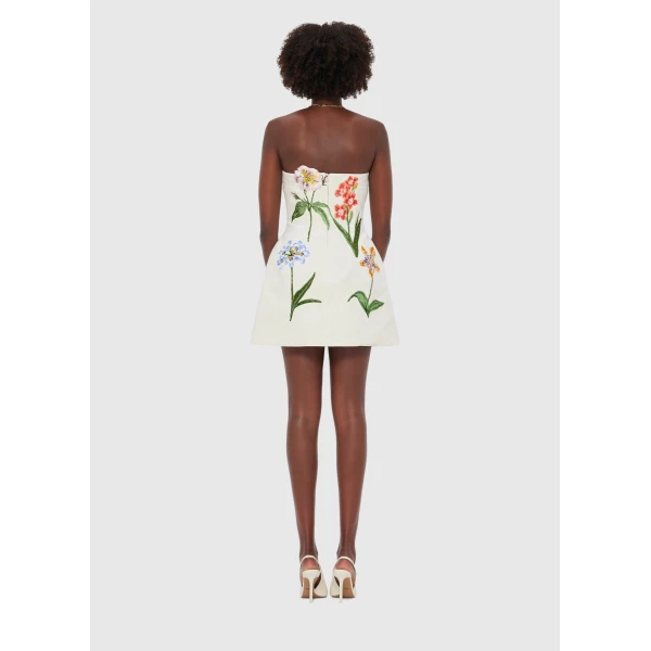delicate and full of the life bursting from a wildflower garden. - Velvet Mini Dress - Botanical Print in Snow from Luxury Shoes 