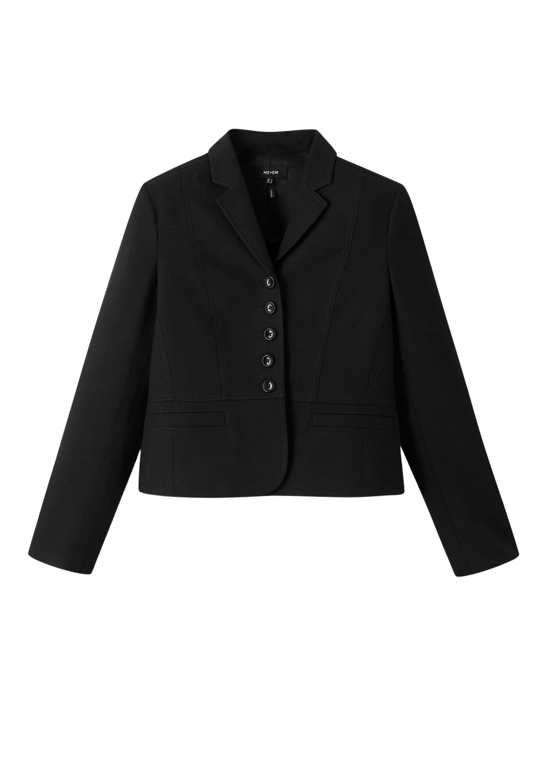 Me and Em Contrast Topstitch Short Fitted Blazer
Viscose-Blend Tailoring Fabric