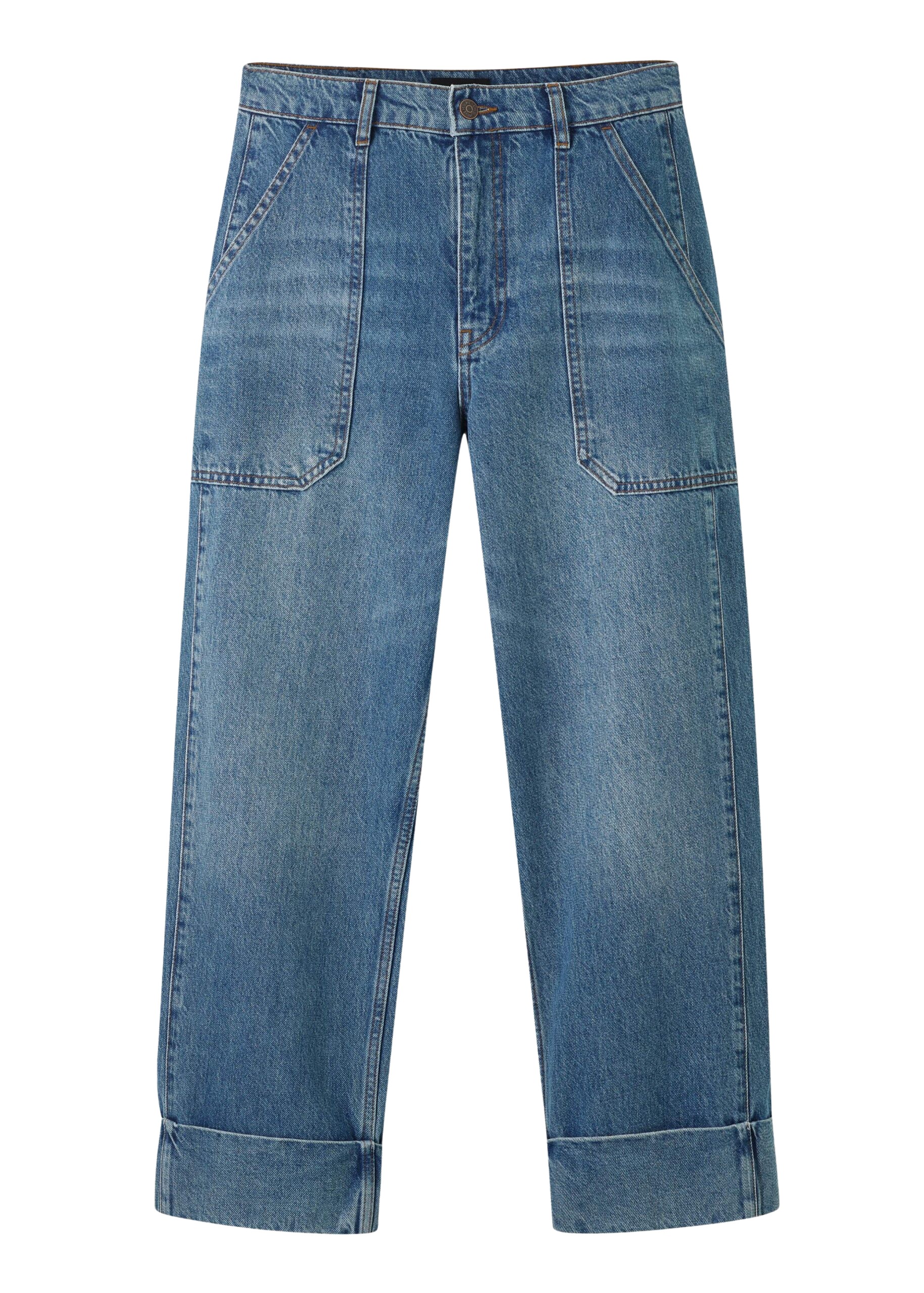 Me and Em Crease Front Turn-Up Straight Jean
Mid-Weight Non-Stretch Organic Denim