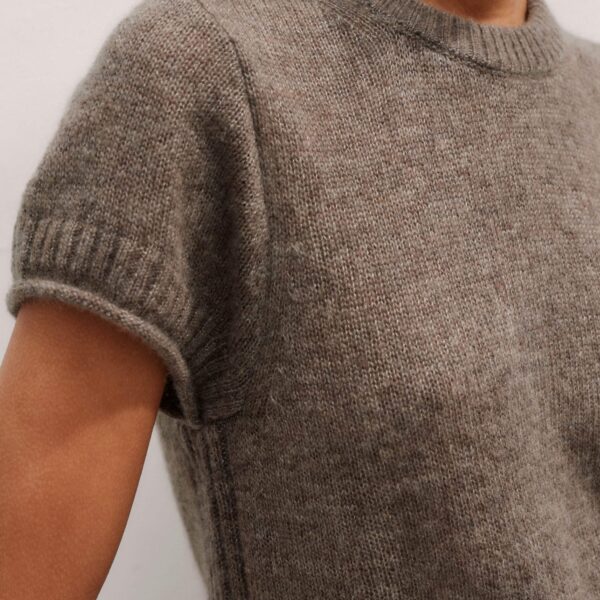 Me and Em Merino Cashmere Silk Shrunken Baby Tee
Responsibly Sourced Merino Wool with Cashmere + Silk Top, view 3