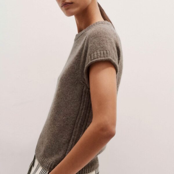 Me and Em Merino Cashmere Silk Shrunken Baby Tee
Responsibly Sourced Merino Wool with Cashmere + Silk Top, view 6