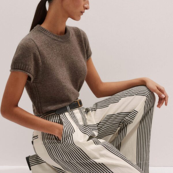 Me and Em Merino Cashmere Silk Shrunken Baby Tee
Responsibly Sourced Merino Wool with Cashmere + Silk Top, view 7