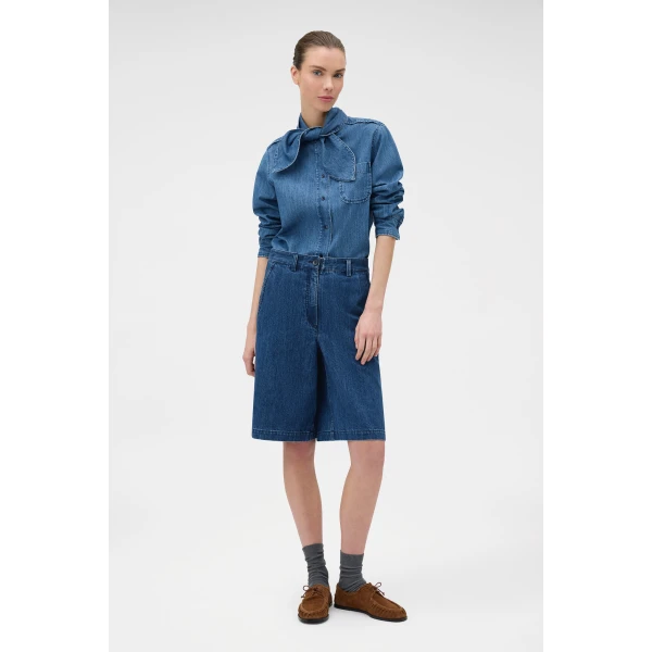 Denim Tie Neck Shirt