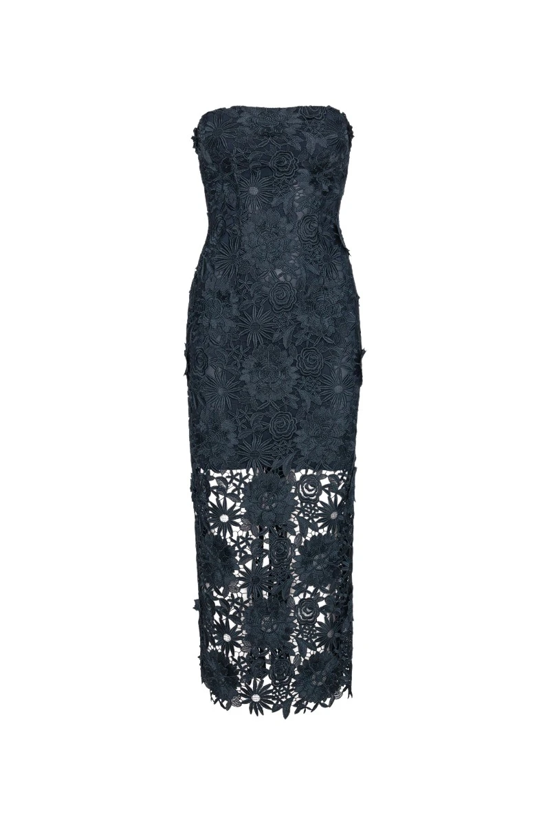 Rotate-Birger-Christensen-3D-Lace-Midi-Dress-Dark-Blue-dress-coveti-2025-883329_nobg Rotate Blue Dress luxury Clothing from Luxury Handbags Marketplace