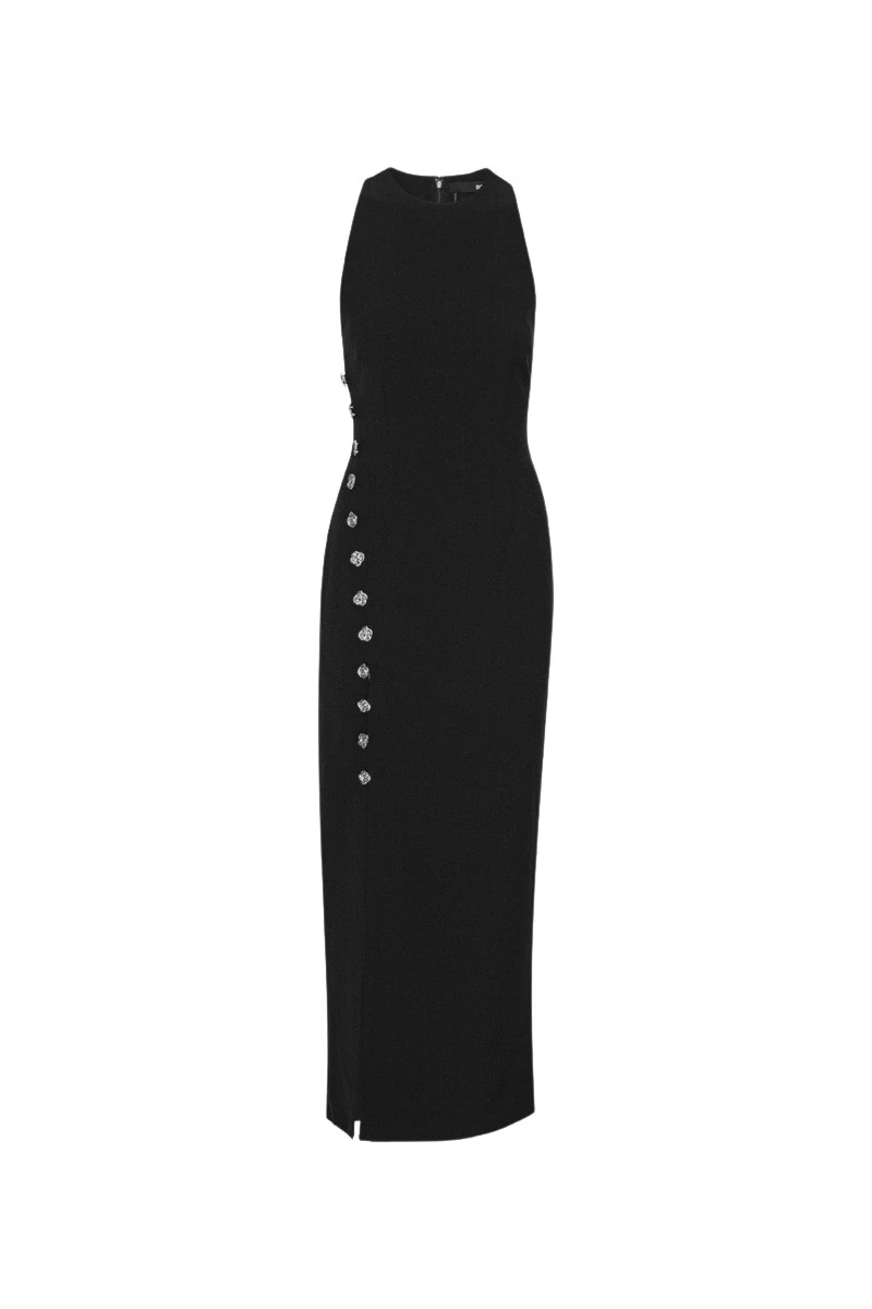 Rotate-Birger-Christensen-Crepe-Button-Dress-Black-dress-coveti-2025-891117_nobg Rotate Black Dress luxury Clothing from Luxury Handbags Marketplace
