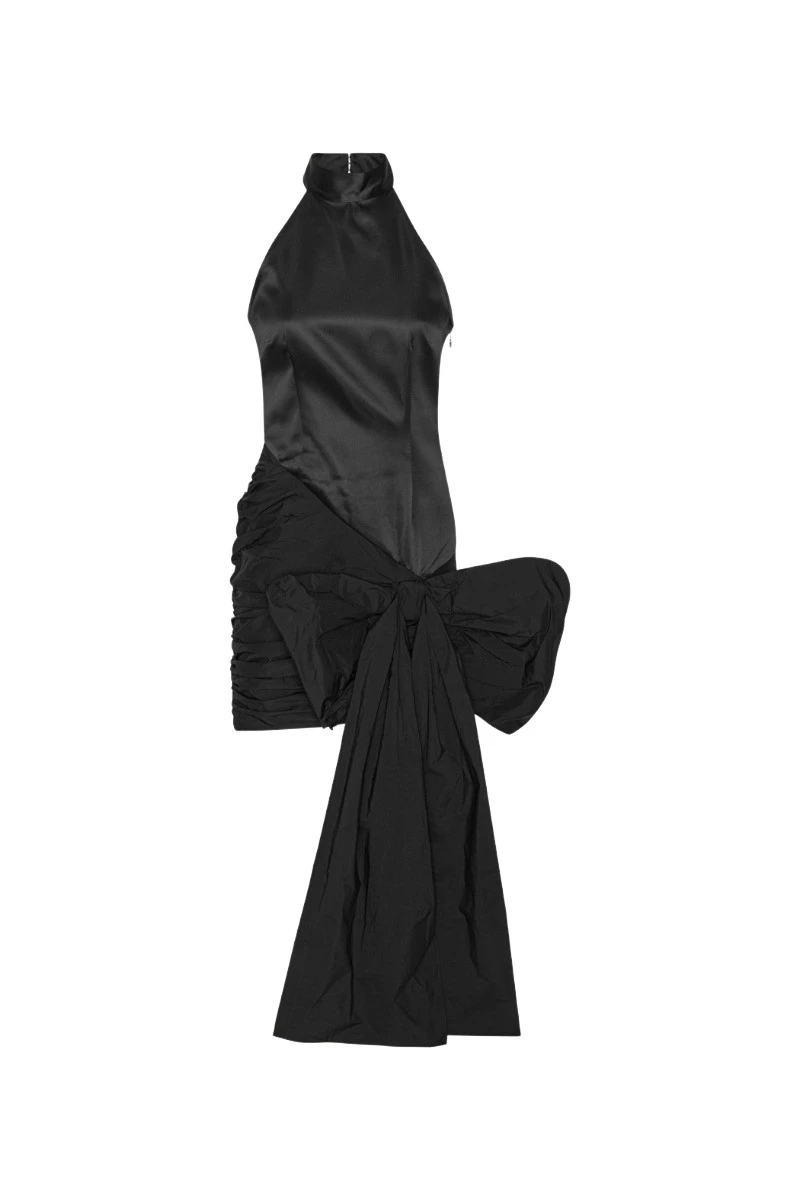 Rotate-Birger-Christensen-Satin-Bow-Dress-Black-dress-coveti-2025-877493_nobg Rotate Black Dress luxury Clothing from Luxury Handbags Marketplace