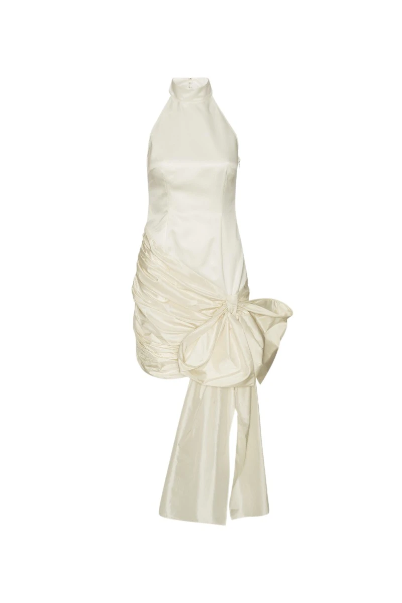 Rotate-Birger-Christensen-Satin-Bow-Dress-Creme-White-dress-coveti-2025-844752_nobg Rotate White Dress luxury Clothing from Luxury Handbags Marketplace