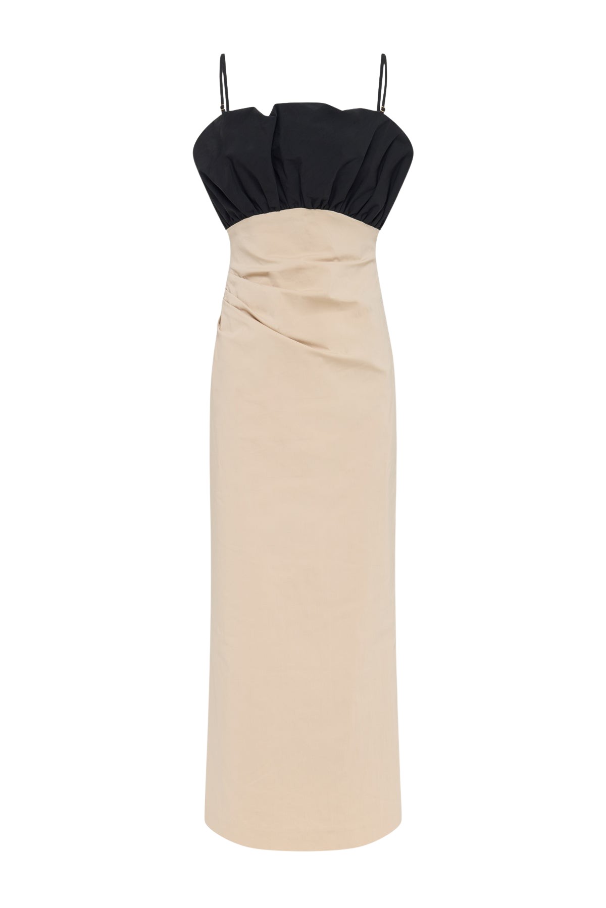 Shona Joy Campbell Bubble Bodice Midi Dress – Oat Milk