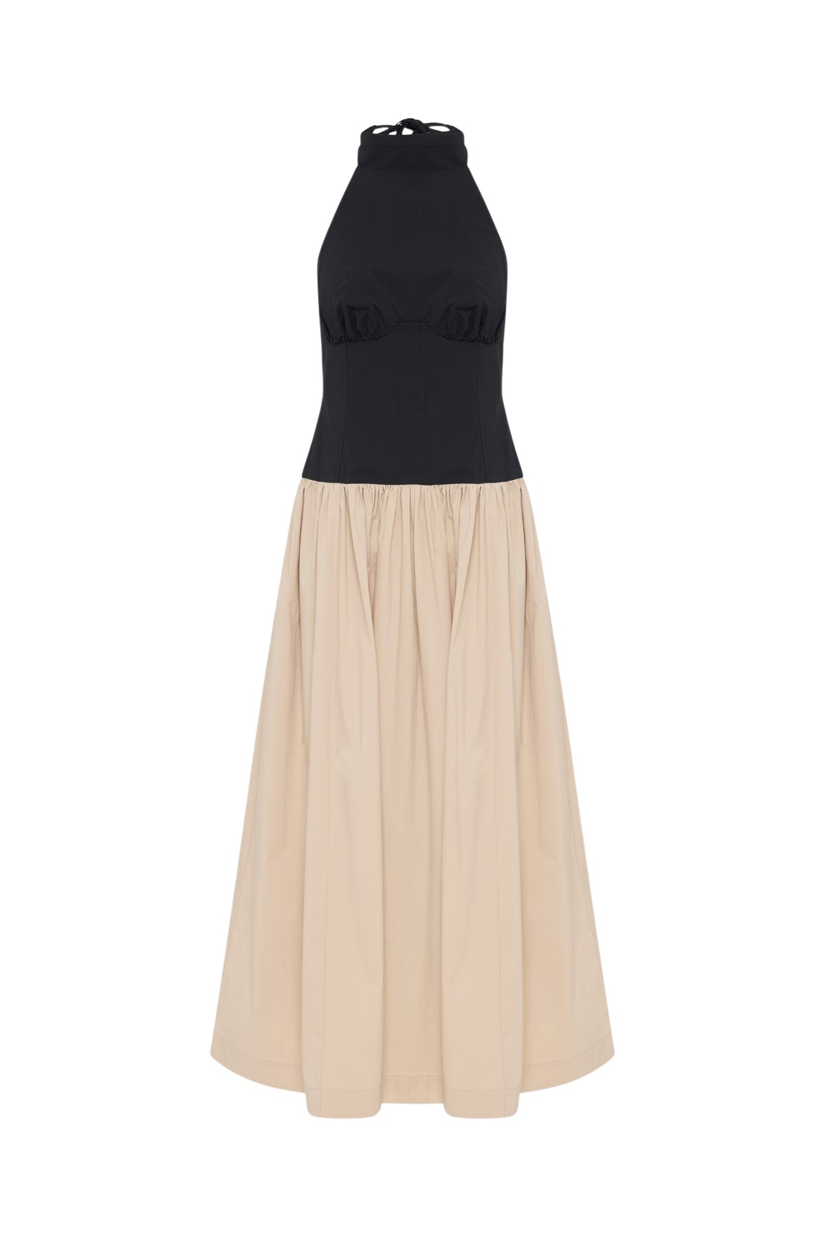 Shona Joy Campbell Contrast Halter Neck Midi Dress – Oat Milk