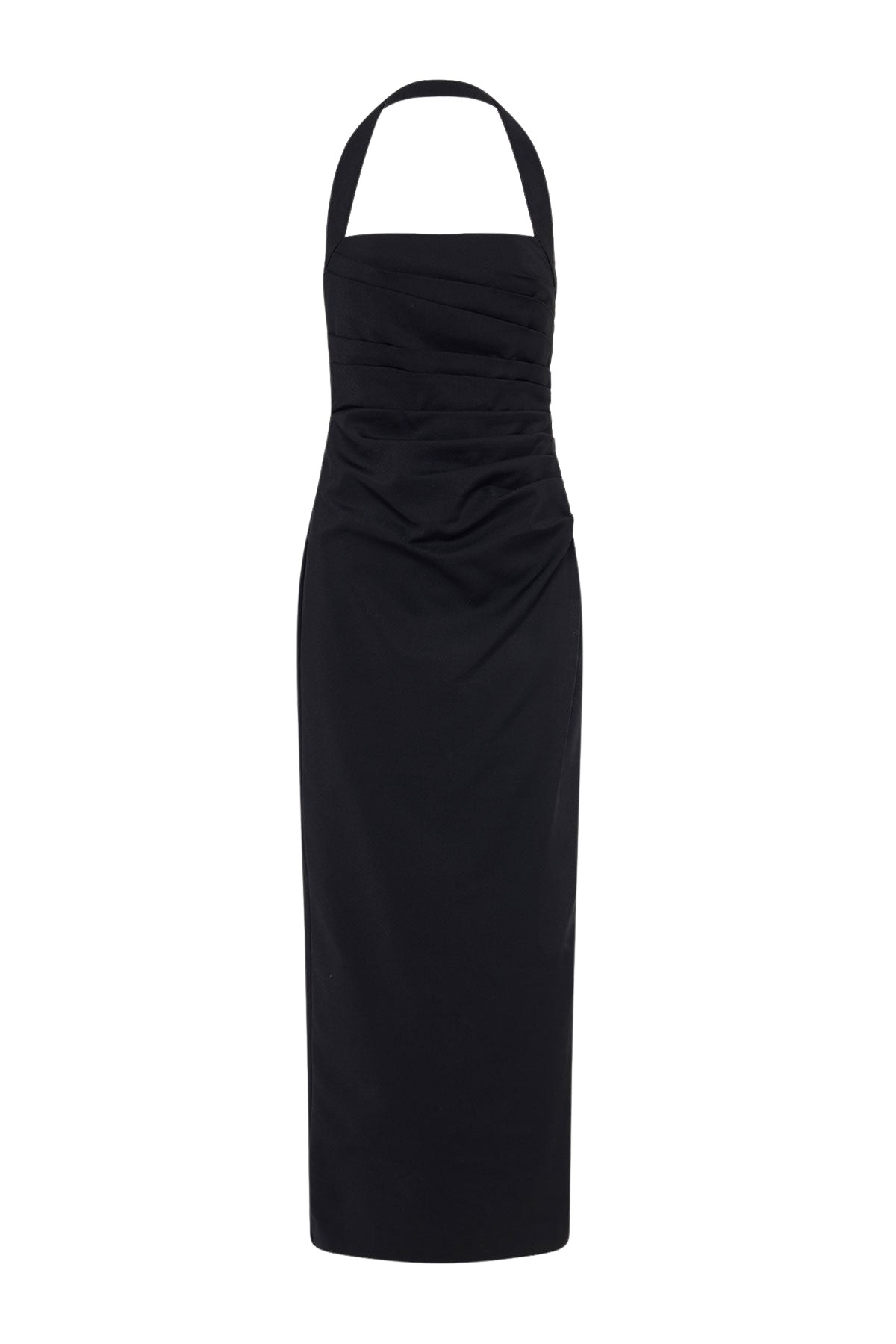 Shona Joy Lani Draped Halter Maxi Dress – Black