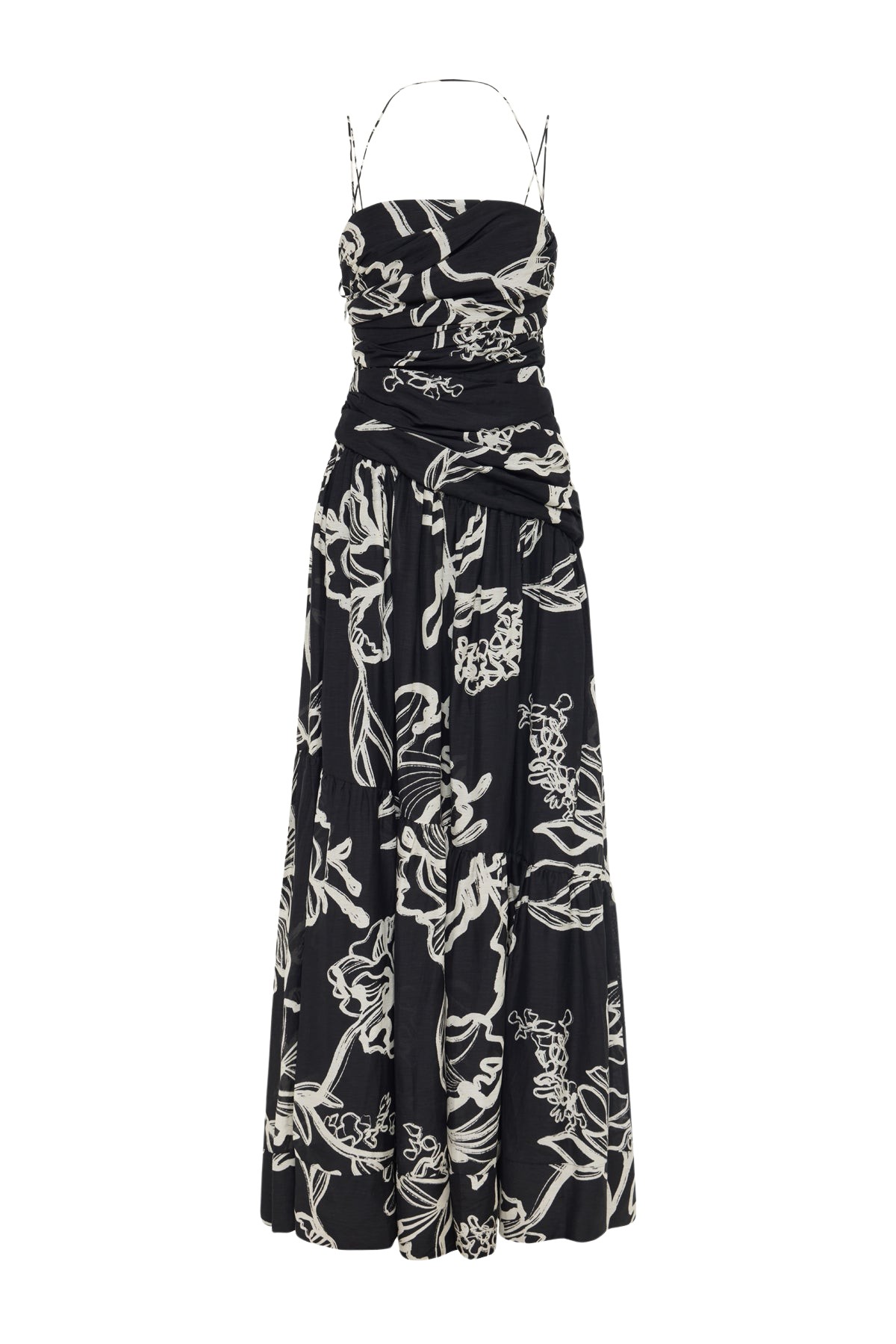 Shona Joy Lila Double Strap Tiered Maxi Dress
