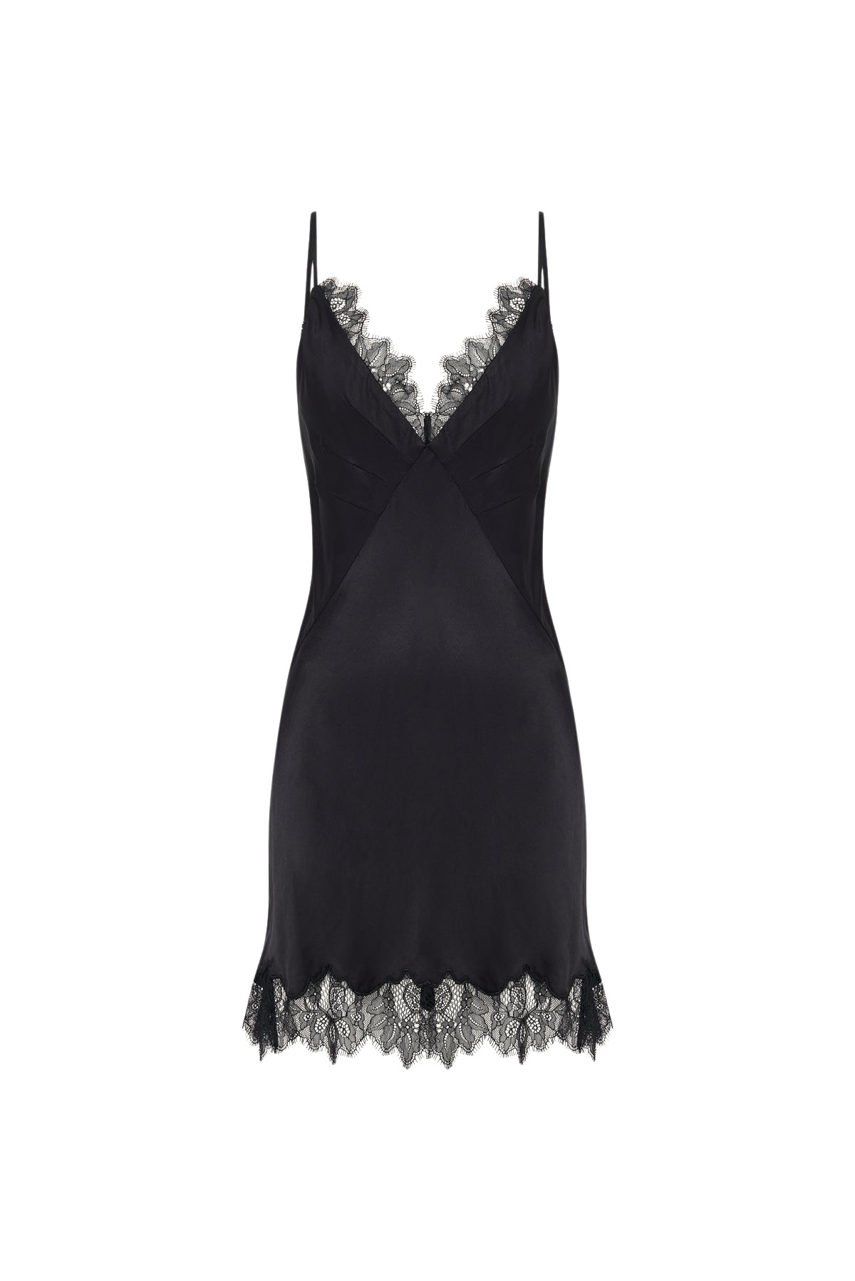 Shona Joy Maisie Lace Slip Mini Dress – Black