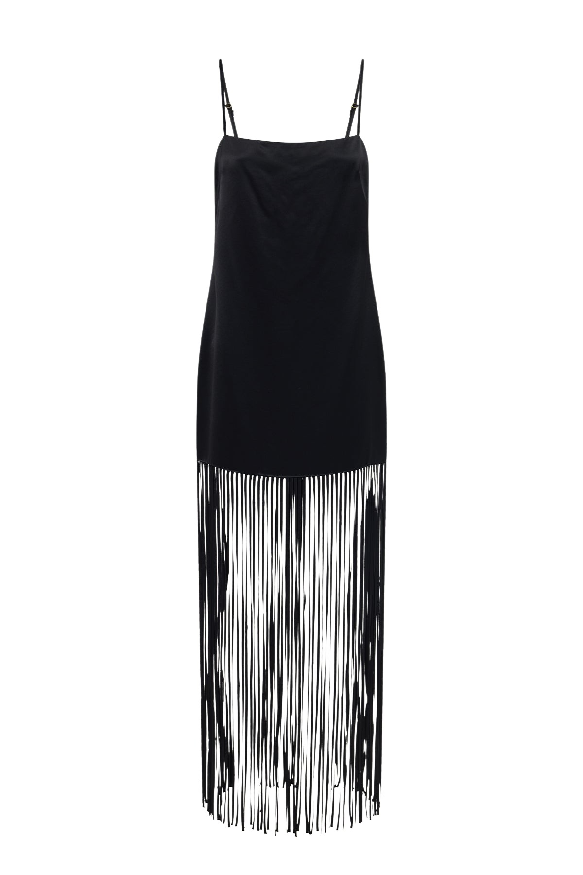 Shona Joy Moraya Square Neck Fringe Maxi Dress – Black