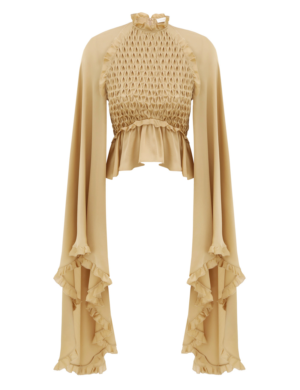 Zimmermann Hypnotic Smocked Satin Bodice Top