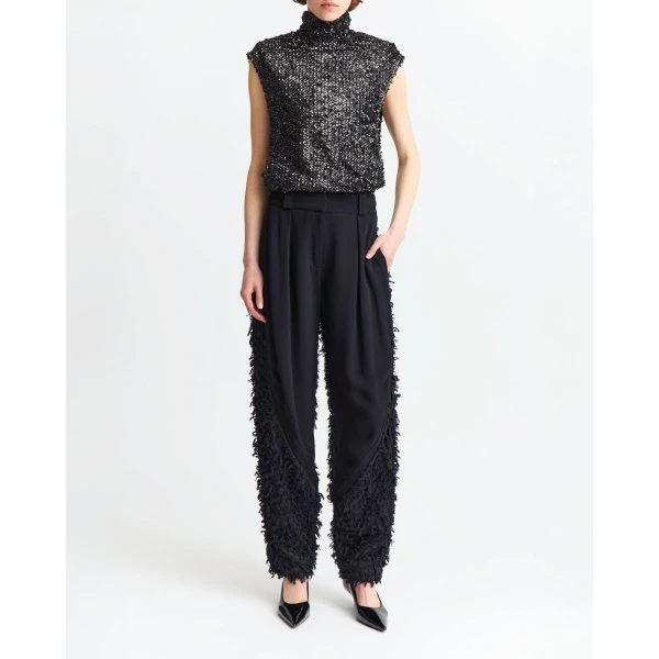 sleeveless design crafted from textured sequin for a tactile