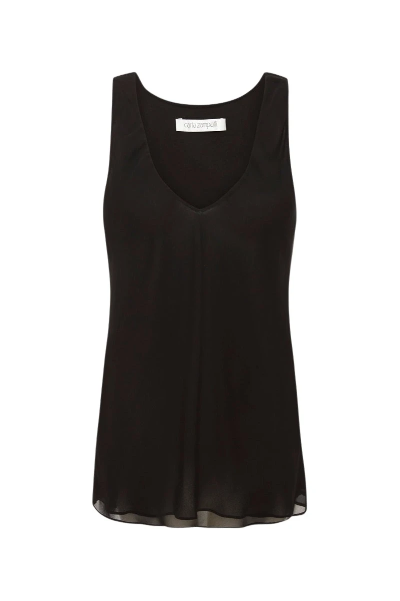 Carla-Zampatti-Black-Georgette-Scoop-Neck-Cami19627_nobg Carla Zampatti Tops luxury Clothing from Luxury Handbags Marketplace