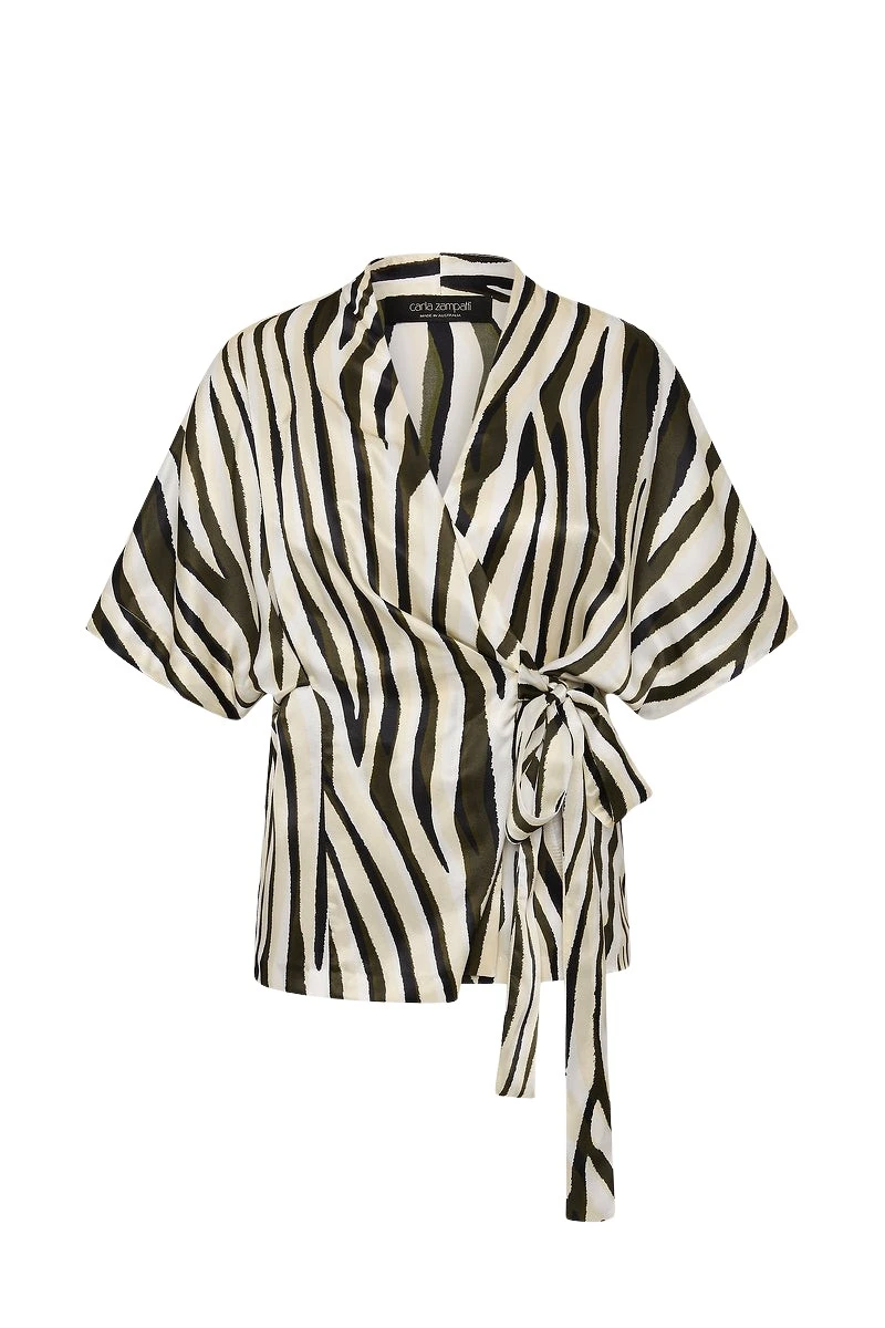 Carla-Zampatti-Bold-Stripe-Print-Gather-Top39510_nobg Carla Zampatti Tops luxury Clothing from Luxury Handbags Marketplace