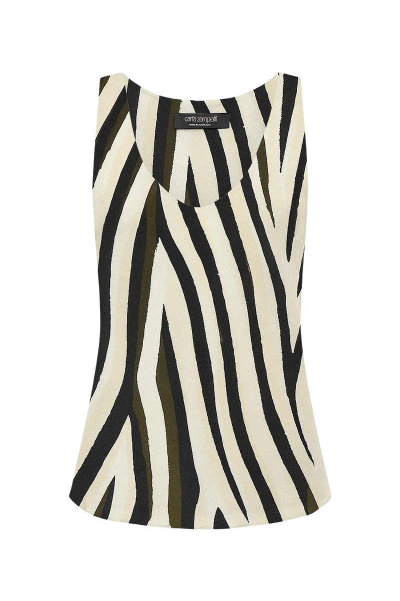 Carla-Zampatti-Bold-Stripe-Print-Scoop-Neck-Cami77734_nobg Carla Zampatti Tops luxury Clothing from Luxury Handbags Marketplace