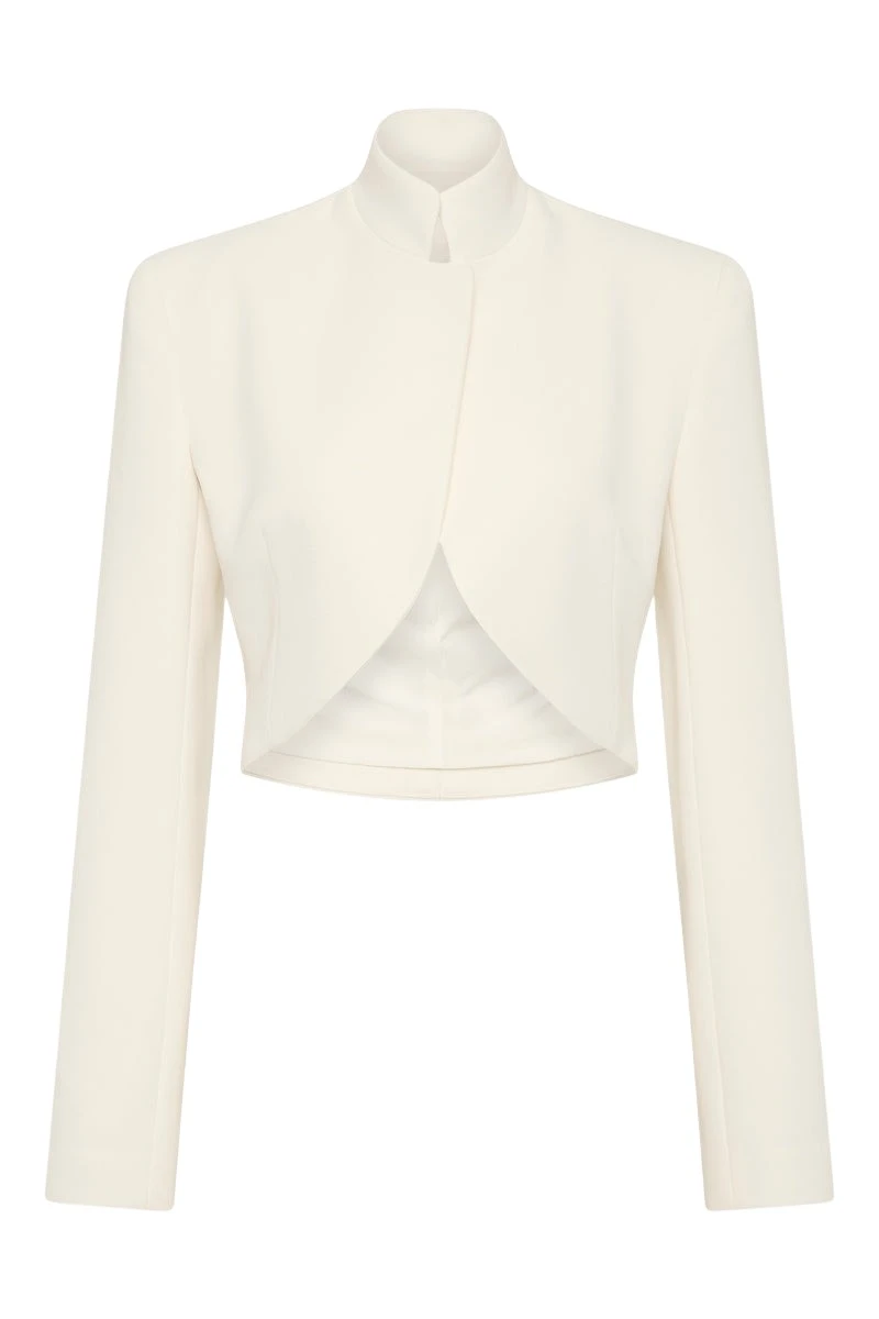 Carla-Zampatti-Ivory-Crepe-Crop-Jacket86060_nobg Carla Zampatti Jackets luxury Clothing from Luxury Handbags Marketplace