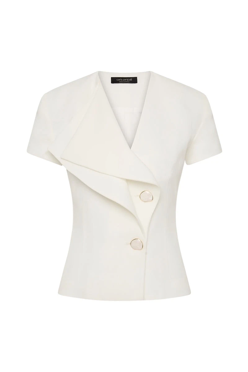 Carla-Zampatti-White-Crepe-Double-Breasted-Vest27437_nobg Carla Zampatti Jackets luxury Clothing from Luxury Handbags Marketplace