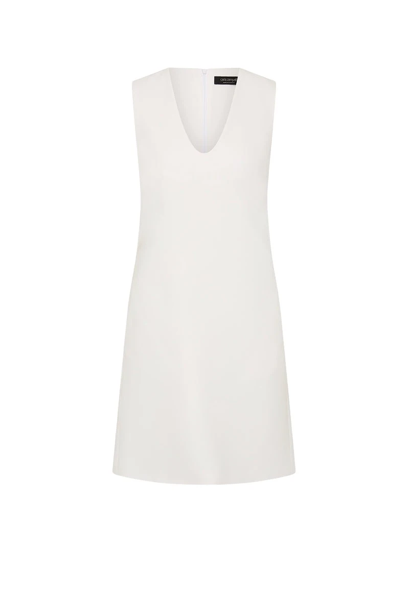Carla-Zampatti-White-Crepe-Scoop-Neck-Shift-Dress17825_nobg Carla Zampatti Dresses luxury Clothing from Luxury Handbags Marketplace