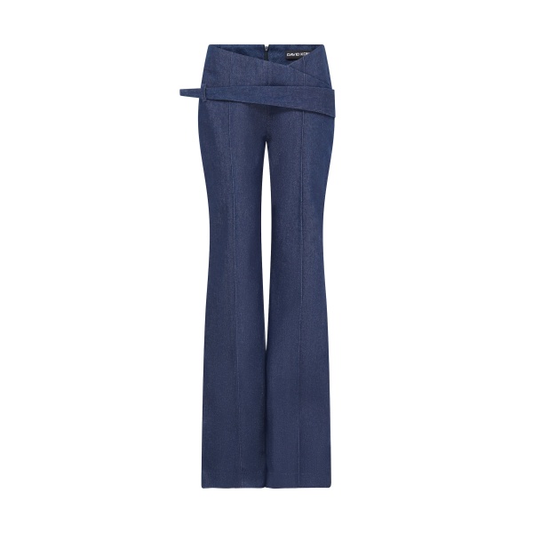 David Koma Asymmetric Waist Detail Denim Trousers