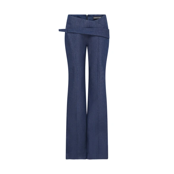 David Koma Asymmetric Waist Detail Denim Trousers