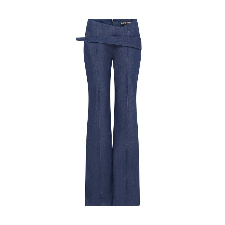 David Koma Asymmetric Waist Detail Denim Trousers