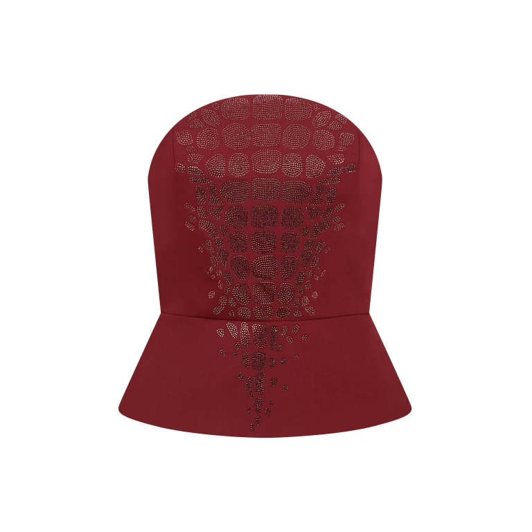 David Koma Croc Rhinestone Embroidery Strapless Top